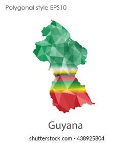 Guyana map in geometric polygonal style.Abstract gems triangle,modern design background.Vector illustration EPS10