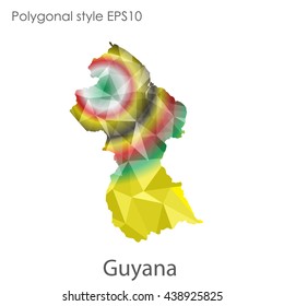 Guyana map in geometric polygonal style.Abstract gems triangle,modern design background.Vector illustration EPS10