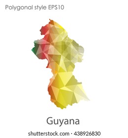 Guyana map in geometric polygonal style.Abstract gems triangle,modern design background.Vector illustration EPS10