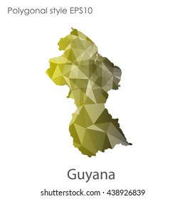 Guyana map in geometric polygonal style.Abstract gems triangle,modern design background.Vector illustration EPS10