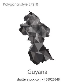 Guyana map in geometric polygonal style.Abstract gems triangle,modern design background.Vector illustration EPS10