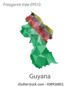 Guyana map in geometric polygonal style.Abstract gems triangle,modern design background.Vector illustration EPS10