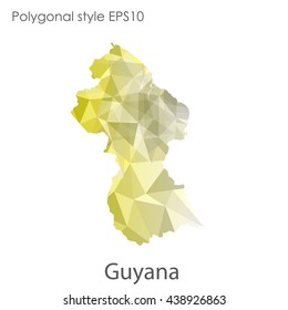 Guyana map in geometric polygonal style.Abstract gems triangle,modern design background.Vector illustration EPS10
