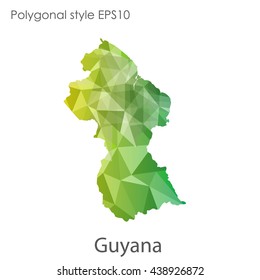 Guyana map in geometric polygonal style.Abstract gems triangle,modern design background.Vector illustration EPS10