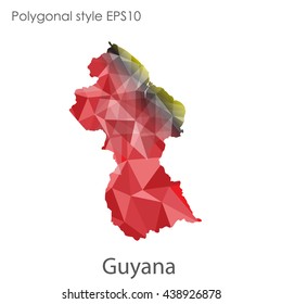 Guyana map in geometric polygonal style.Abstract gems triangle,modern design background.Vector illustration EPS10