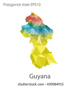 Guyana map in geometric polygonal style.Abstract gems triangle,modern design background.Vector illustration EPS10