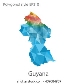 Guyana map in geometric polygonal style.Abstract gems triangle,modern design background.Vector illustration EPS10