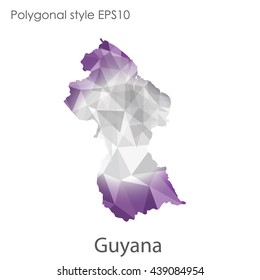 Guyana map in geometric polygonal style.Abstract gems triangle,modern design background.Vector illustration EPS10