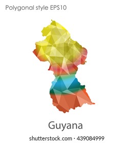 Guyana map in geometric polygonal style.Abstract gems triangle,modern design background.Vector illustration EPS10