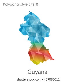 Guyana map in geometric polygonal style.Abstract gems triangle,modern design background.Vector illustration EPS10