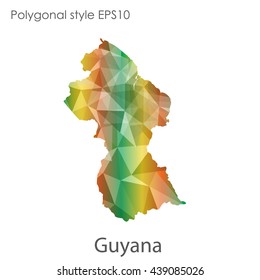 Guyana map in geometric polygonal style.Abstract gems triangle,modern design background.Vector illustration EPS10