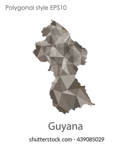 Guyana map in geometric polygonal style.Abstract gems triangle,modern design background.Vector illustration EPS10