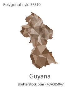Guyana map in geometric polygonal style.Abstract gems triangle,modern design background.Vector illustration EPS10