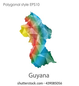 Guyana map in geometric polygonal style.Abstract gems triangle,modern design background.Vector illustration EPS10