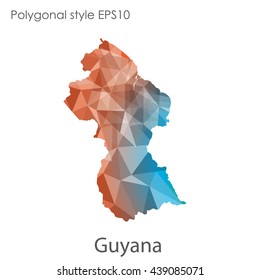 Guyana map in geometric polygonal style.Abstract gems triangle,modern design background.Vector illustration EPS10