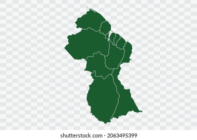 Guyana Map Green Color on Png Backgound