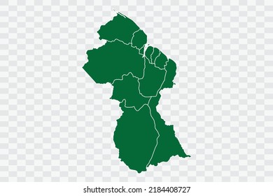 Guyana Map green Color on White Background quality files Png