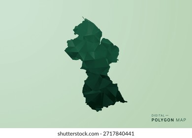 Mapa de Guyana - Ilustración vectorial de estilo de polígono verde, diseño geométrico de bajo poli con silueta limpia sobre fondo verde suave.