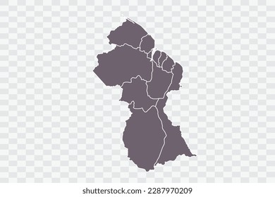 Guyana Map Grey Color on White Background quality files Png
