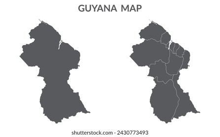 Guyana map. Map of Guyana in grey set