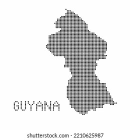 Guyana map with grunge texture in dot style. Abstract vector illustration of a country map with halftone effect for infographic.