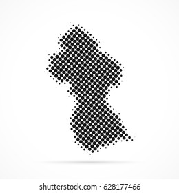 Guyana map in halftone. Dotted illustration isolated on a white background.
Vector illustration.