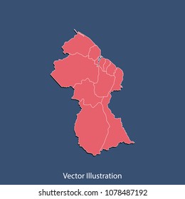 Guyana map - High detailed color map of Guyana. flat design style, clean and modern. Vector illustration eps 10