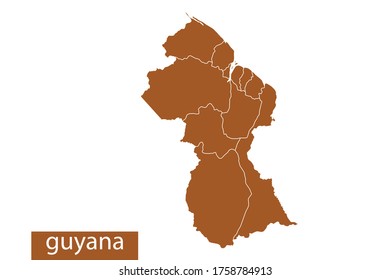 guyana map High Detailed on white background. Abstract design vector illustration eps 10. Orange color.