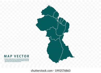 Guyana Karte hoch detailliert auf weißem Hintergrund. Abstraktes Design, Vektorgrafik eps10