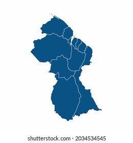 Mapa de Guyana Detallado en fondo blanco. Resumen de la ilustración vectorial de diseño eps 10