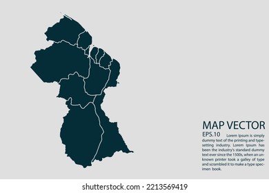 Guyana Karte hoch detailliert auf weißem Hintergrund. Abstraktes Design, Vektorgrafik eps10