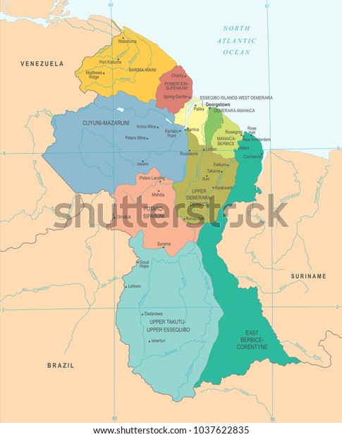 Guyana Map High Detailed Vector Illustration Stock Vector (Royalty Free ...