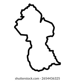 Guyana map icon Black and white outline flat sign vector