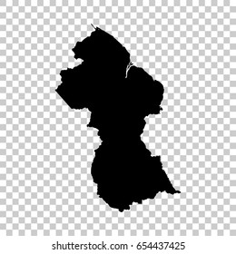 Guyana map isolated on transparent background. Black map for your design. Vector illustration, easy to edit.