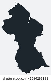 Guyana map. Just a simple border map. Shape of the country. Flat blank Guyana outline. Vector boundary illustration.