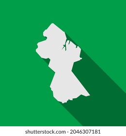 Guyana map on green background with long shadow