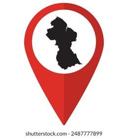 Guyana map. Map of Guyana on map pin icon red color isolated