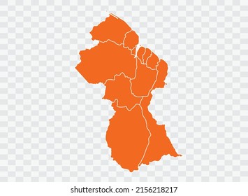 Guyana map orange Color on White Backgound  illustration eps 10
