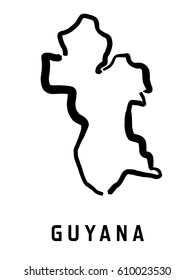 Guyana map outline - smooth simplified country shape map vector.