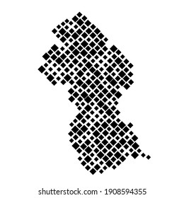 Guyana map from pattern of black rhombuses of different sizes. Vector illustration.