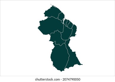 Guyana map Sacramento green Color on White Backgound