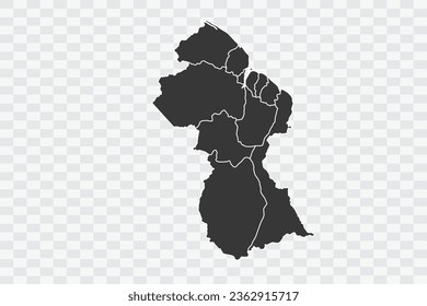Guyana Map Shadow Color on White Background quality files Png