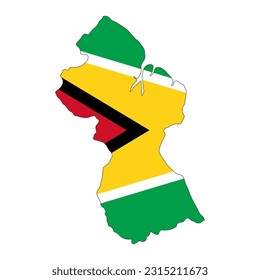 Esclavitud de mapa de Guyana con bandera aislada en fondo blanco