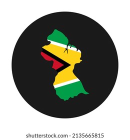 Guyana map silhouette with flag on black background