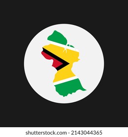 Esclavitud de mapa de Guyana con bandera sobre fondo blanco
