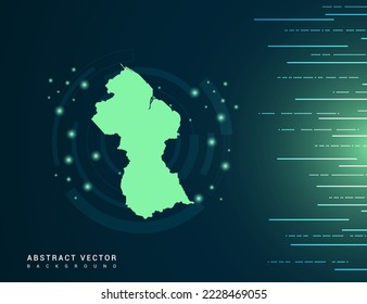 Guyana Karte von Technologie grüner futuristischer Hintergrund, Vektorgrafik.
