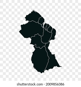 Mapa vectorial de Guyana. color oscuro. aislado en un fondo transparente.