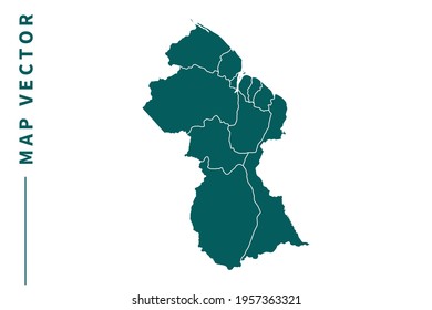 Guyana map vector. green color on white background.