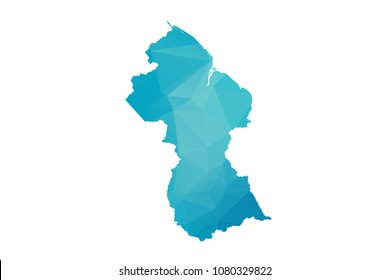 Guyana map vector illustration in polygonal style,Low poly design on white background
