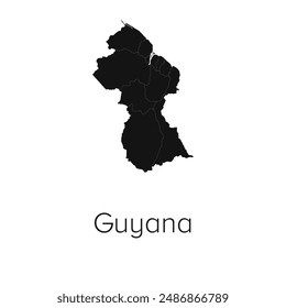 Guyana Mapa Ilustración vectorial - Mapa de Viajes y Turismo de Guyana